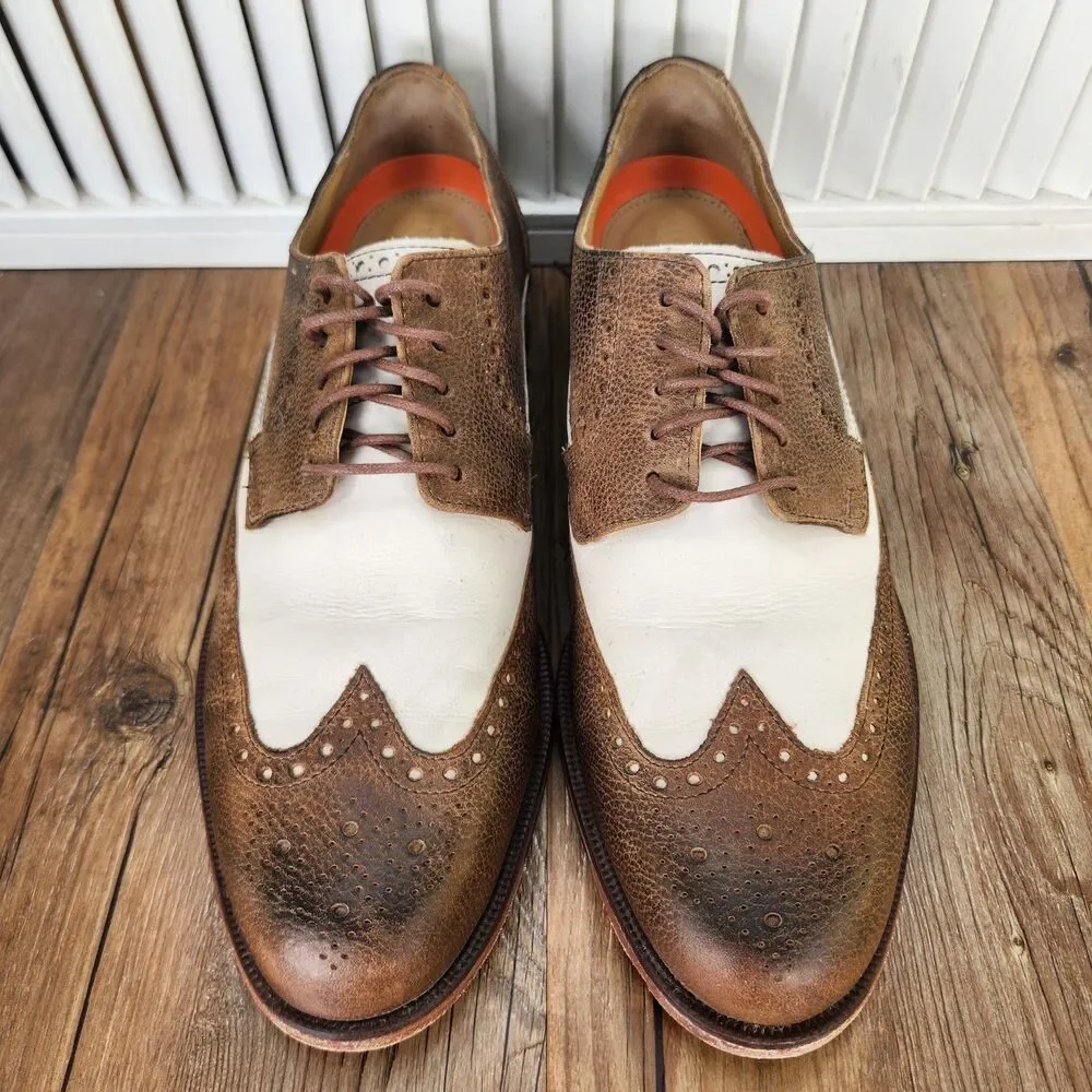 Cole Haan Carter Grand Wingtip Derby Shoes Mens Sz 11M Brown Cream Preppy C14198